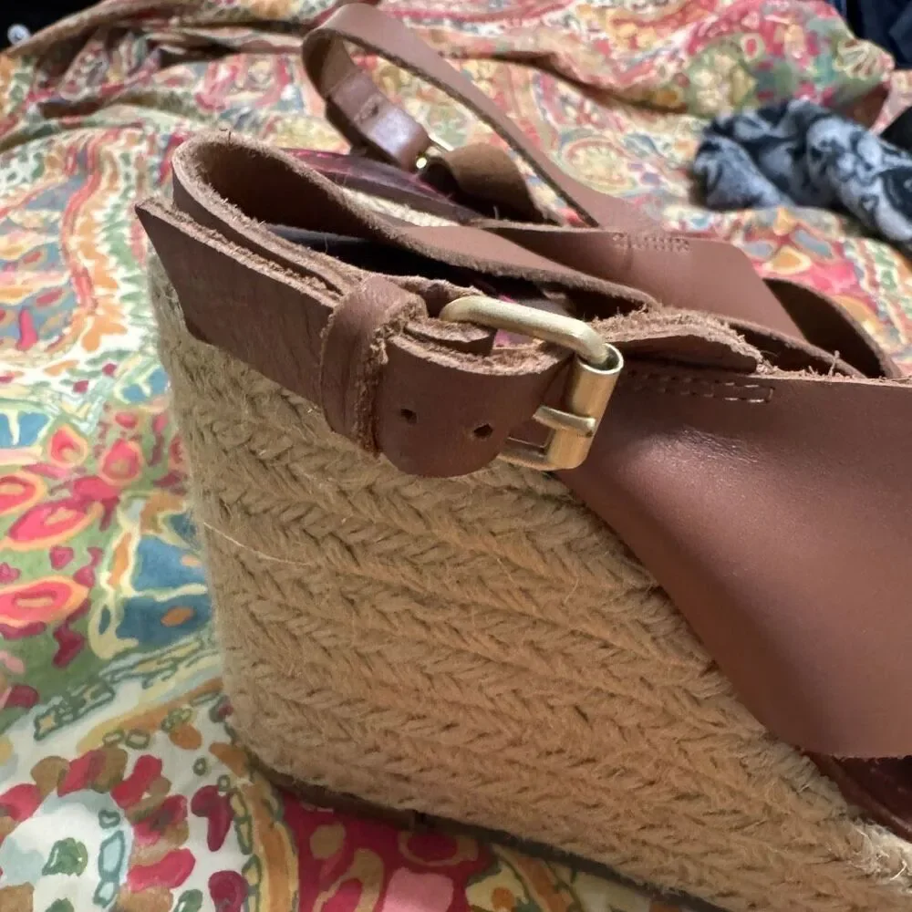Boden Brown Leather Sandals with Crossed Straps size 39